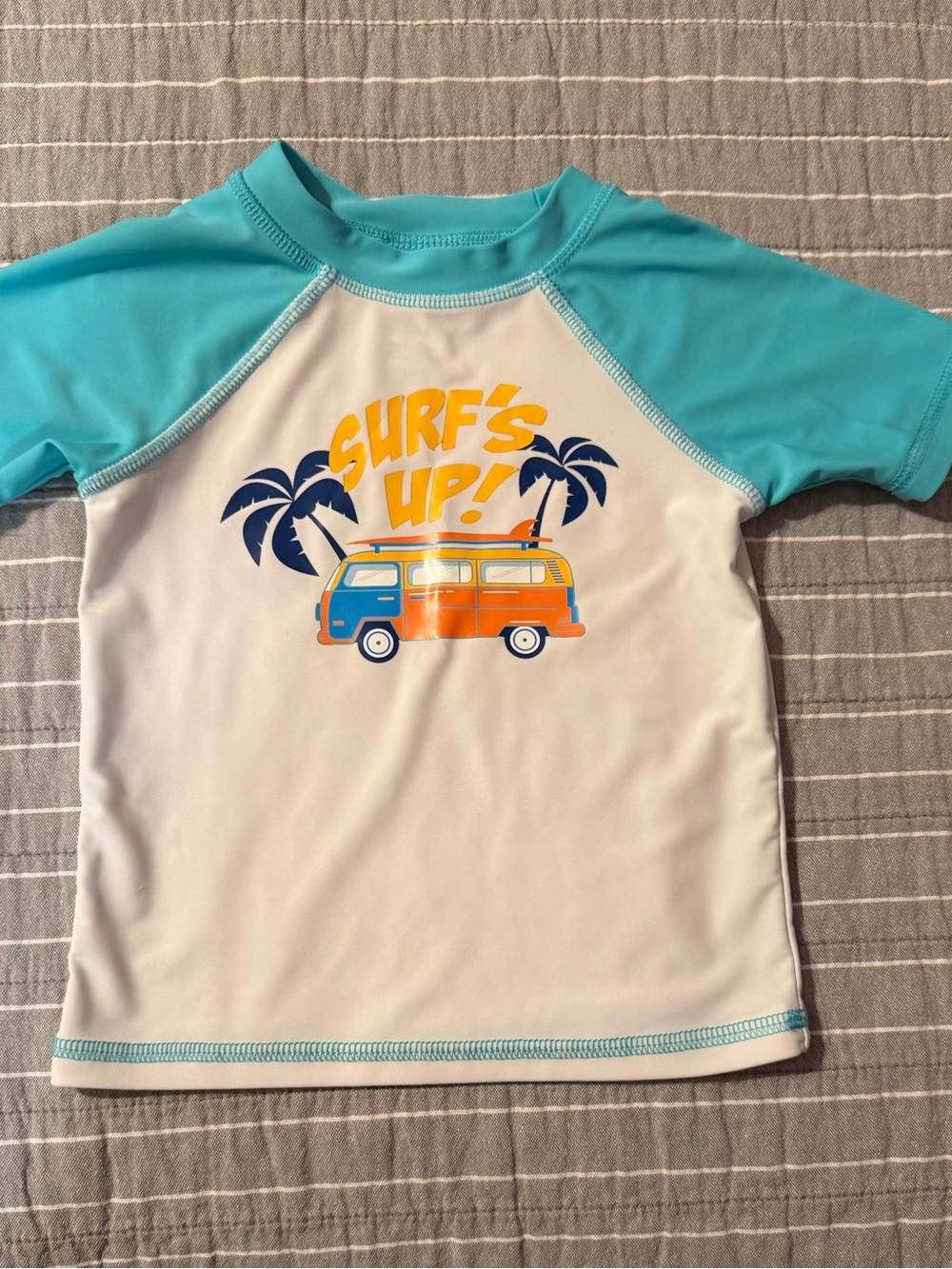 Floatimini Kids Rashguard in White, Teal, Orange & Navy
